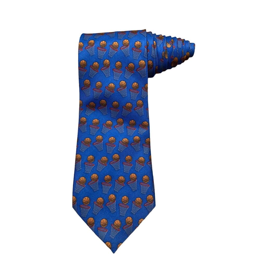 Utopia Basketball Goals Ball Blue Sports Novelty Necktie 100% Rayon